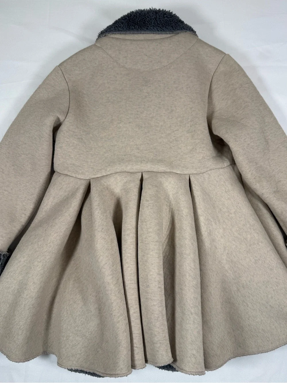 MACK & CO Girls Pleated Swing Coat 6 Faux Fur Double Breasted Princess Cottage